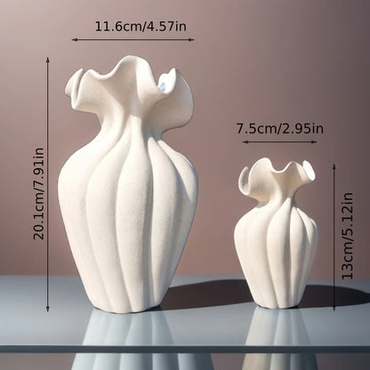 Ceramic Vase 20cm with Striped Skirt Element Design