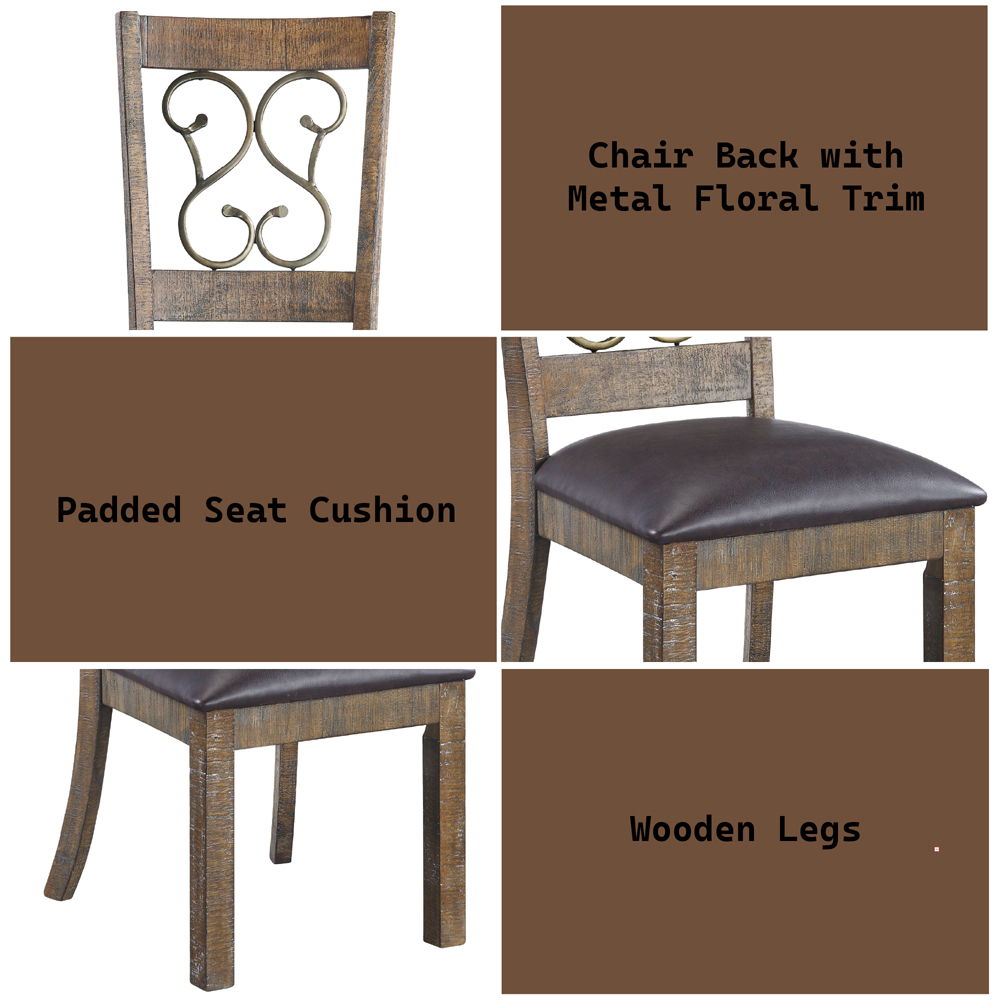 Raphaela - Side Chair (Set of 2) - Black Synthetic Leather & Weathered Cherry