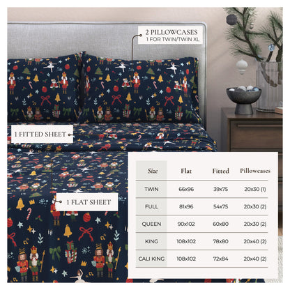 4-Piece Turkish Cotton Christmas Flannel Sheet - Whittaker Collection