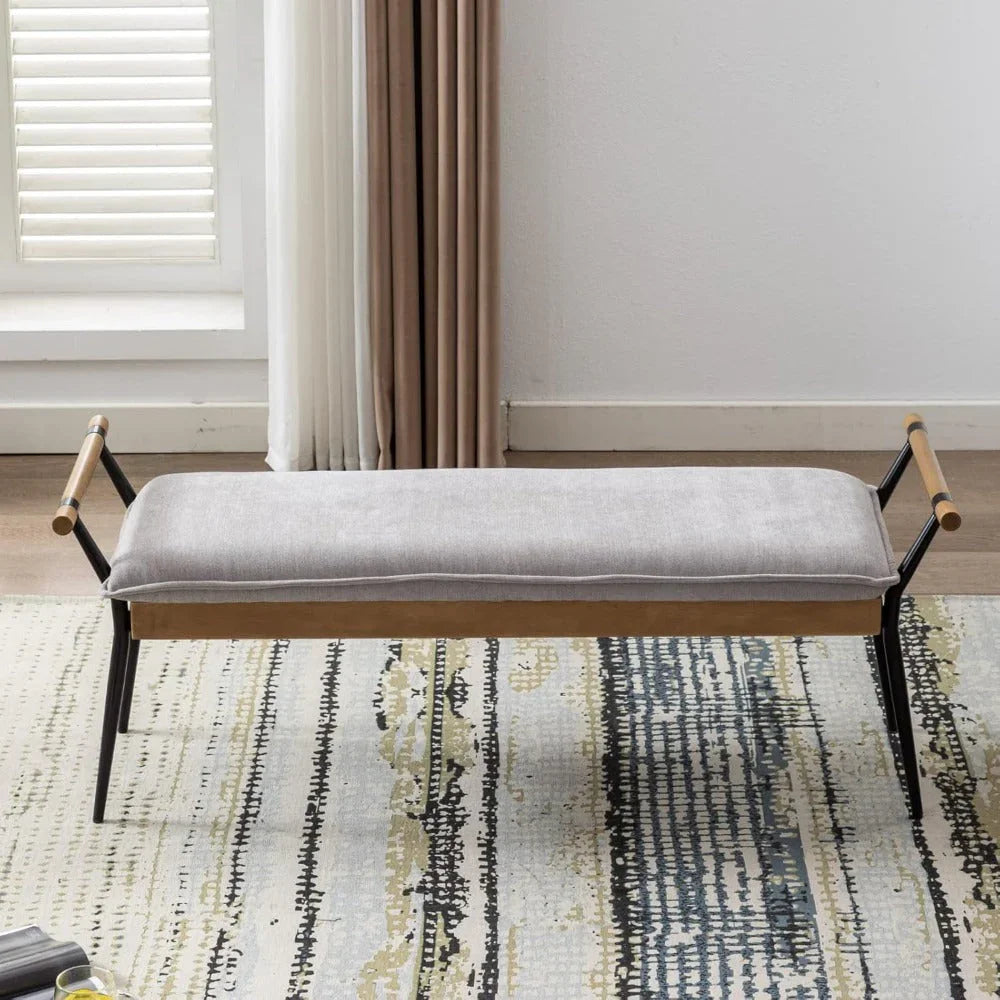 Chenille Storage Bench with Entryway Shelf and Modern Design
