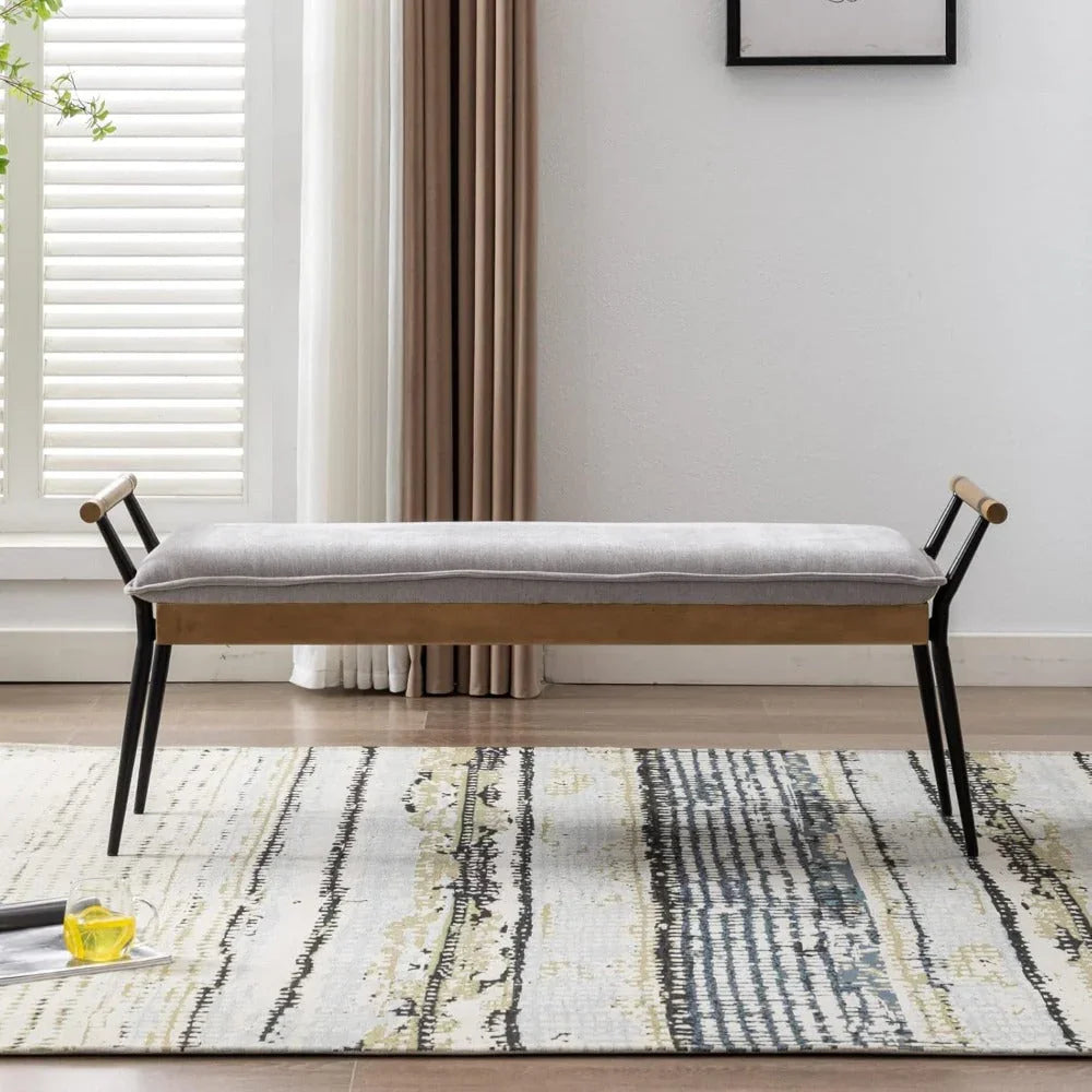 Chenille Storage Bench with Entryway Shelf and Modern Design