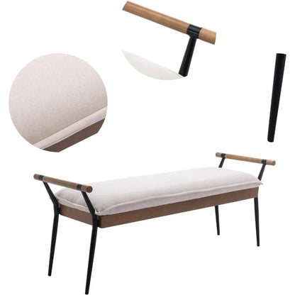 Chenille Storage Bench with Entryway Shelf and Modern Design