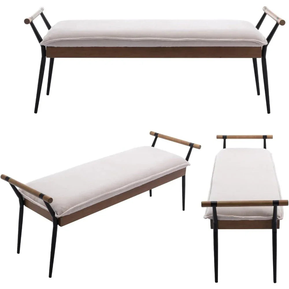 Chenille Storage Bench with Entryway Shelf and Modern Design