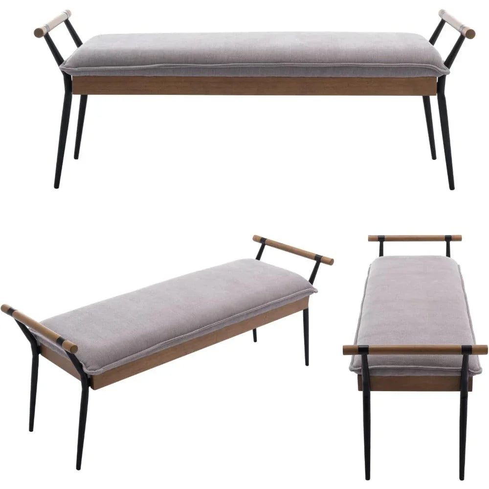Chenille Storage Bench with Entryway Shelf and Modern Design