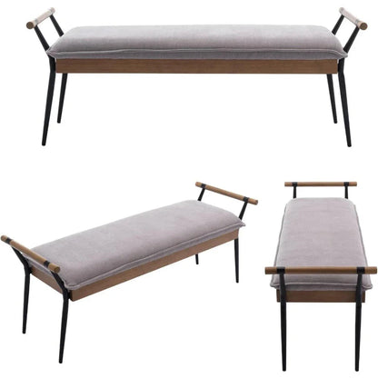 Chenille Storage Bench with Entryway Shelf and Modern Design