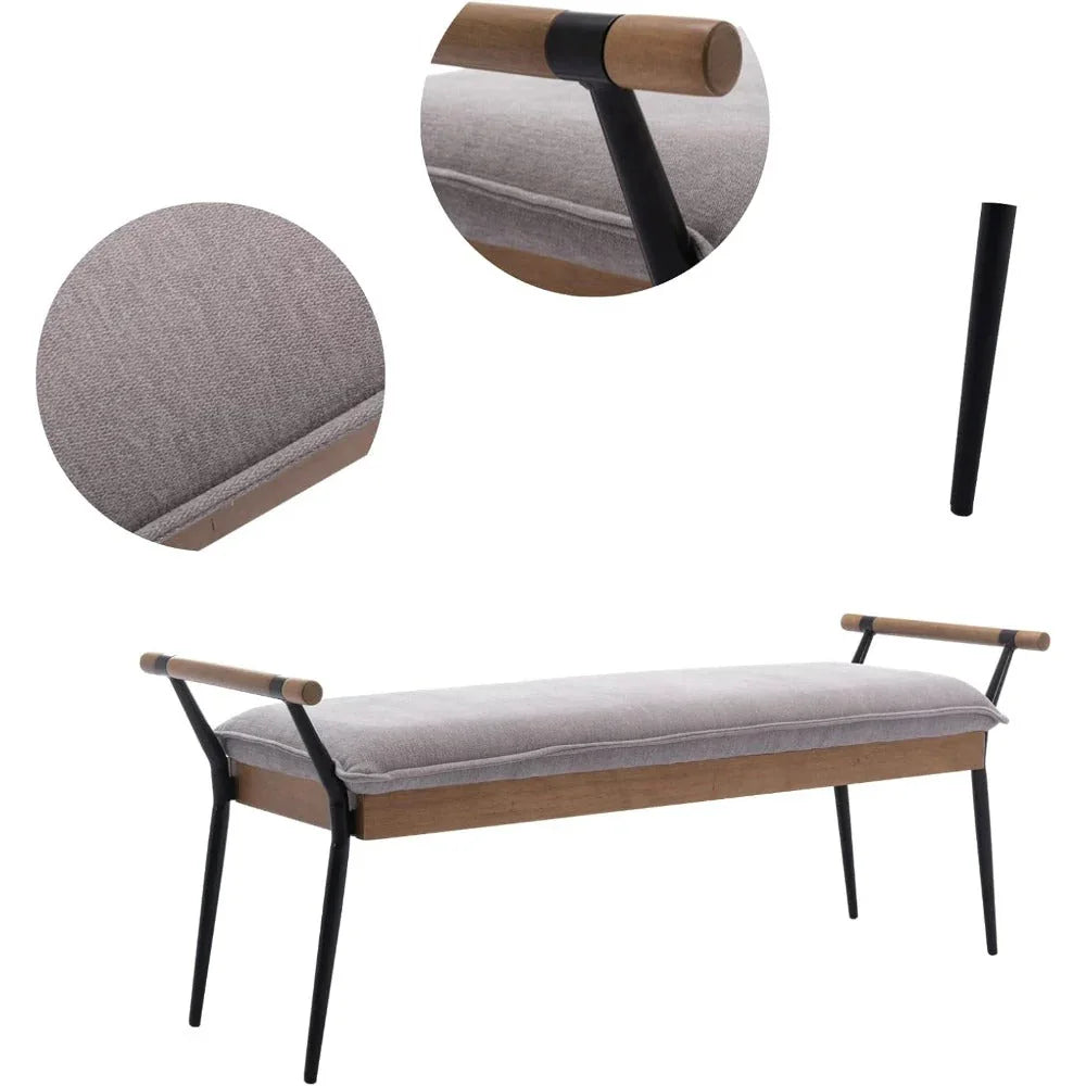 Chenille Storage Bench with Entryway Shelf and Modern Design