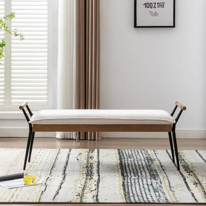 Chenille Storage Bench with Entryway Shelf and Modern Design
