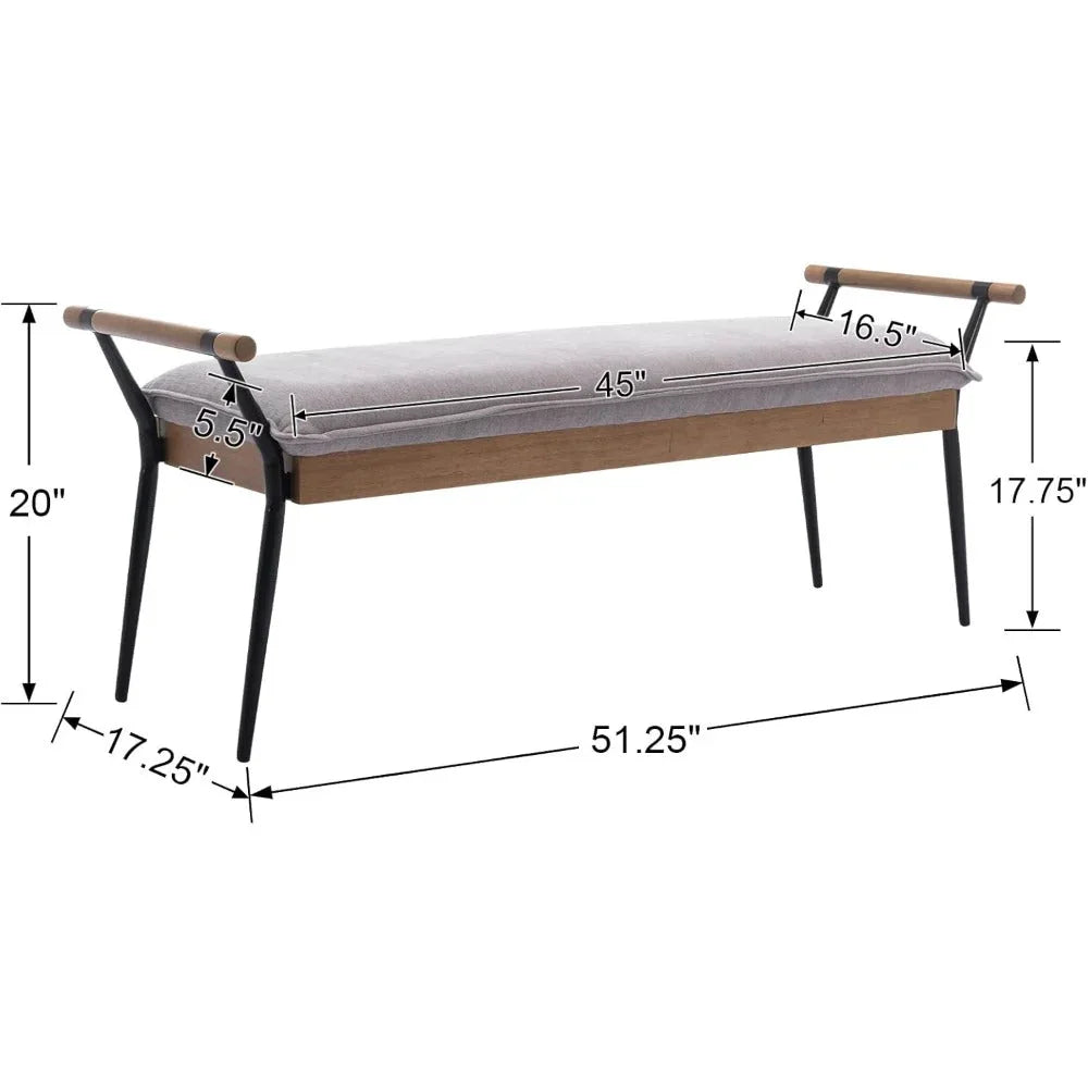 Chenille Storage Bench with Entryway Shelf and Modern Design