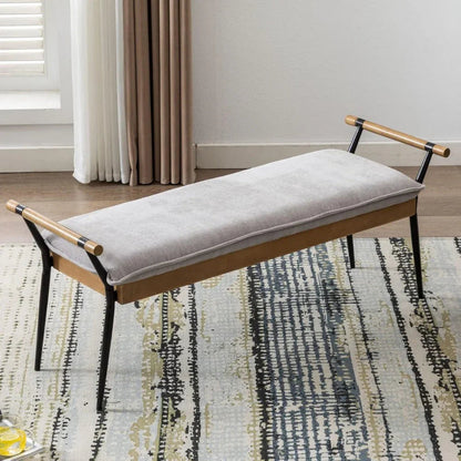 Chenille Storage Bench with Entryway Shelf and Modern Design