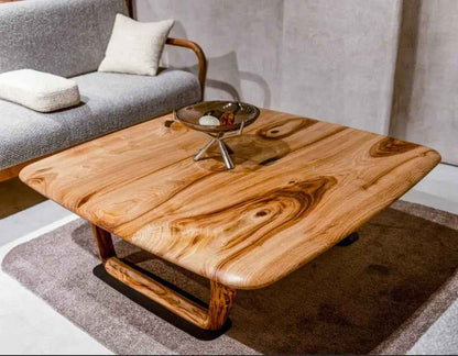 Rustic Solid Chestnut Wood Coffee Table with chestnut legs