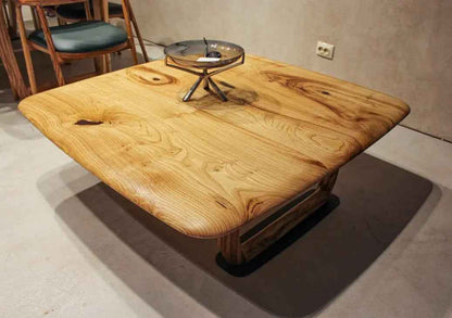 Rustic Solid Chestnut Wood Coffee Table with chestnut legs