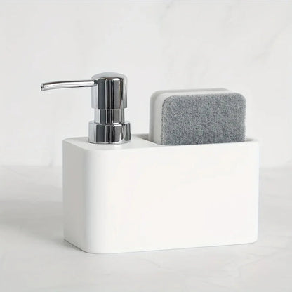 Chic Black & White Marble-Inspired Soap Dispenser with Sponge Holder - Perfect for Bathroom Decor