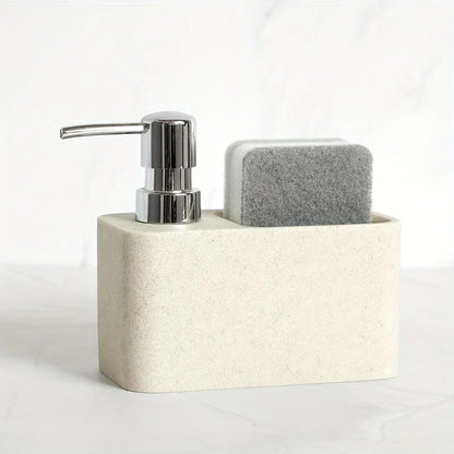 Chic Black & White Marble-Inspired Soap Dispenser with Sponge Holder - Perfect for Bathroom Decor