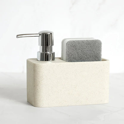 Chic Black & White Marble-Inspired Soap Dispenser with Sponge Holder - Perfect for Bathroom Decor