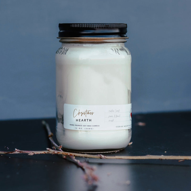 13 oz Mason Jar Soy Candle - Christmas Hearth
