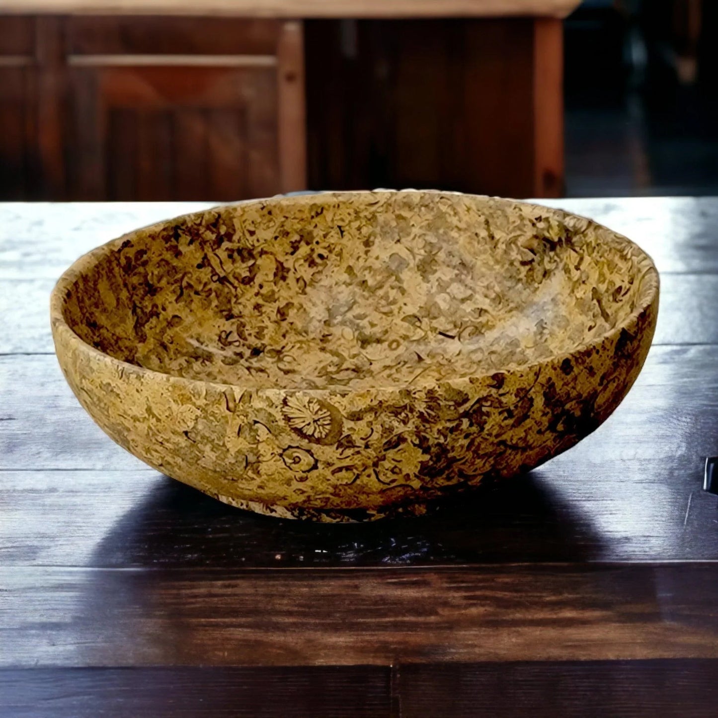 Classic 8-inches Fossil Stone Decorative Bowl - PoshaBella