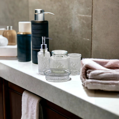 Clear 4-Piece Bathroom Accessory Set | Arctic Collection - PoshaBella