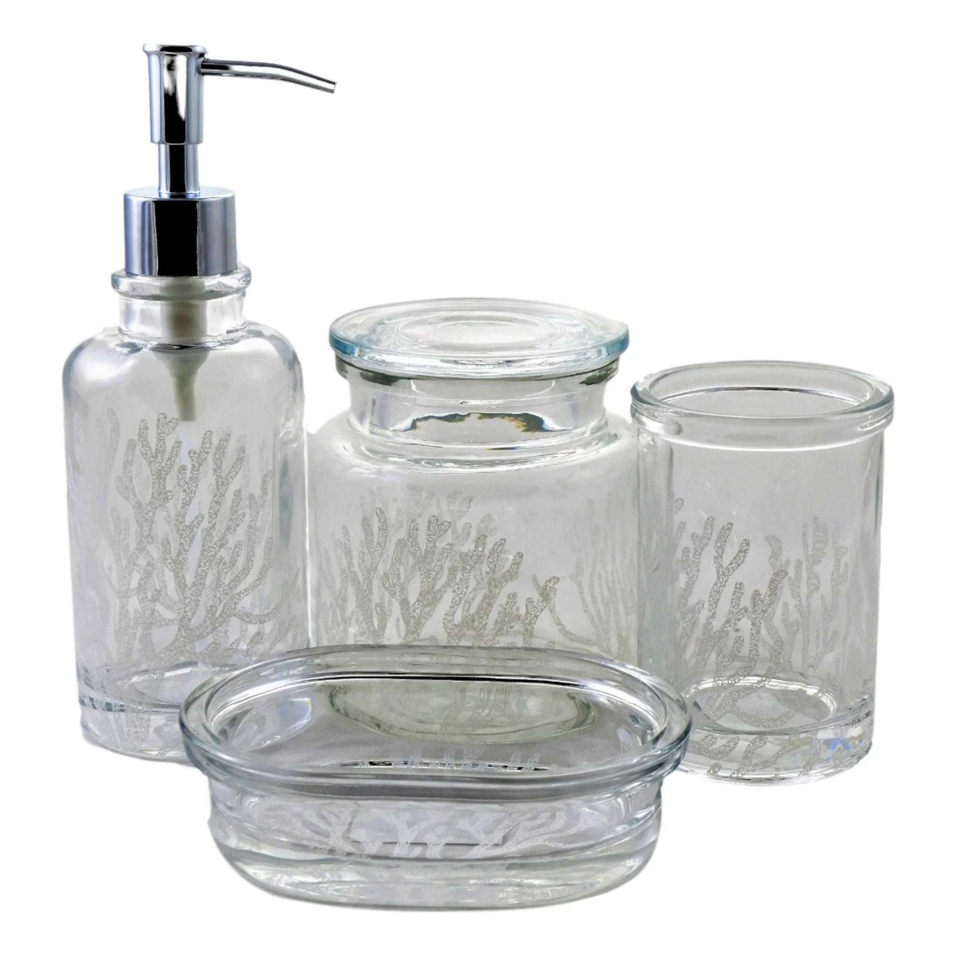 Clear 4-Piece Bathroom Accessory Set | Arctic Collection - PoshaBella