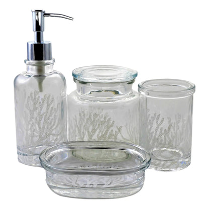 Clear 4-Piece Bathroom Accessory Set | Arctic Collection - PoshaBella