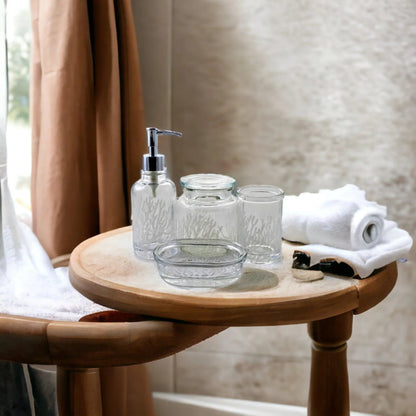 Clear 4-Piece Bathroom Accessory Set | Arctic Collection - PoshaBella