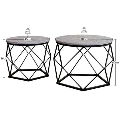 Coffee Table - Geometric Dark Wood Set