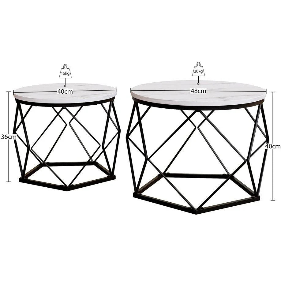 Coffee Table - Geometric Dark Wood Set