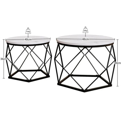 Coffee Table - Geometric Dark Wood Set