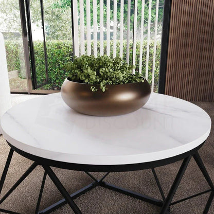 Coffee Table - Geometric Dark Wood Set
