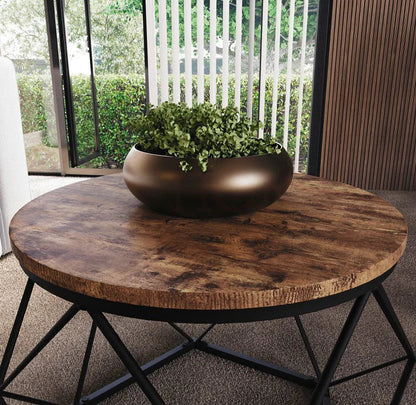 Coffee Table - Geometric Dark Wood Set