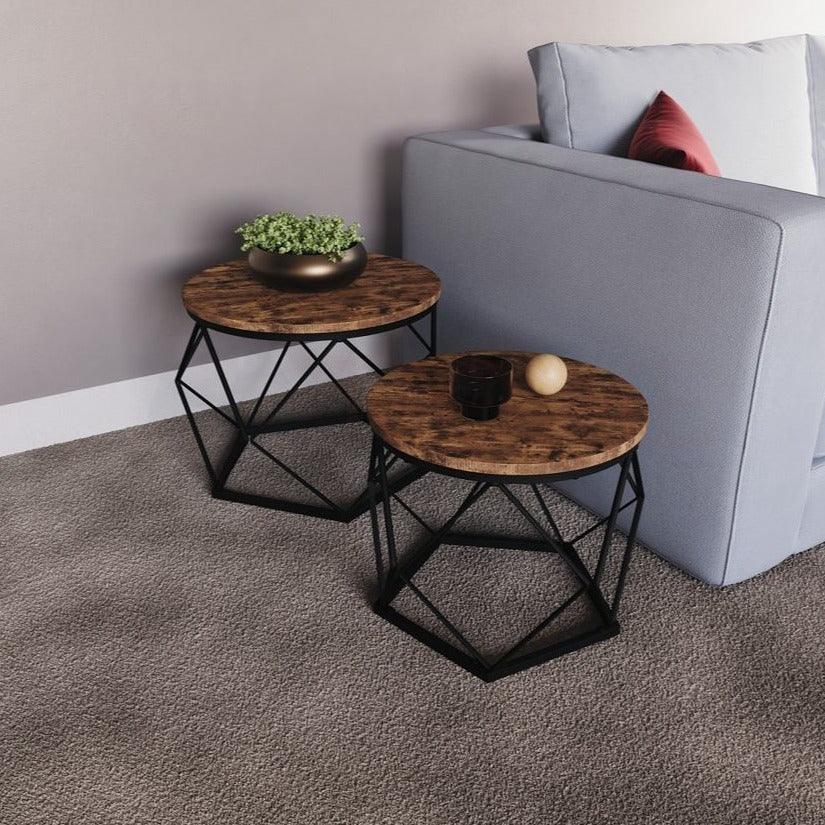 Coffee Table - Geometric Dark Wood Set