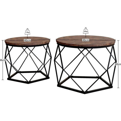Coffee Table - Geometric Dark Wood Set