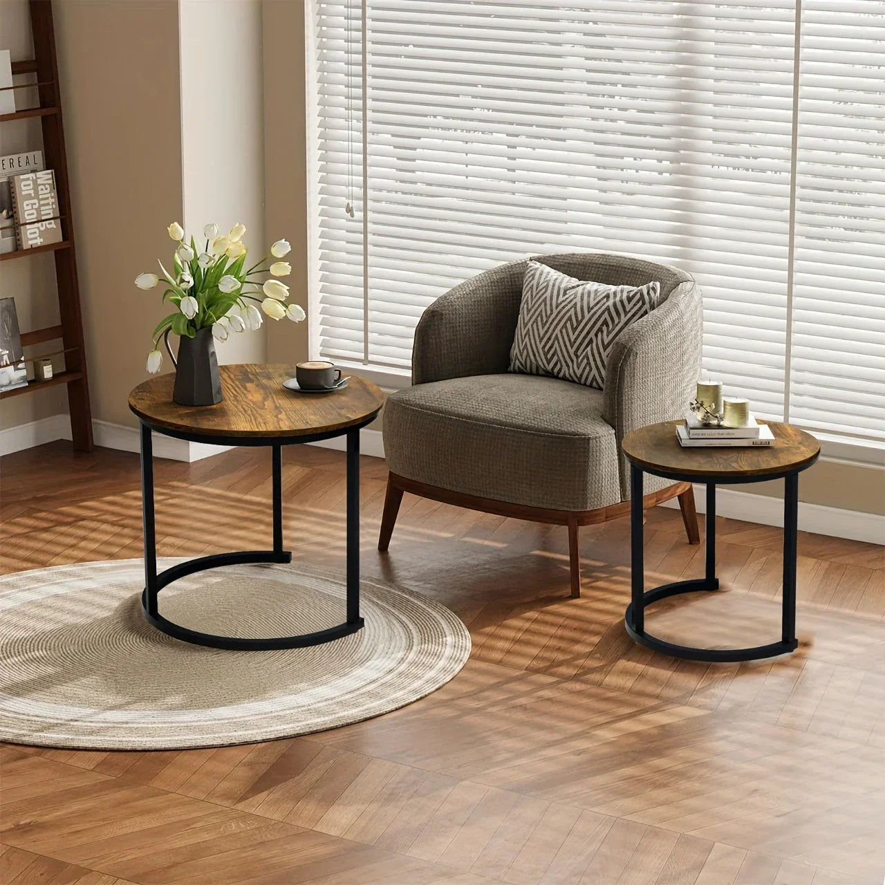 Coffee Table - Wood Grain Wooden Round