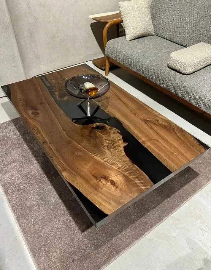Resin Coffee Table With Walnut Legs