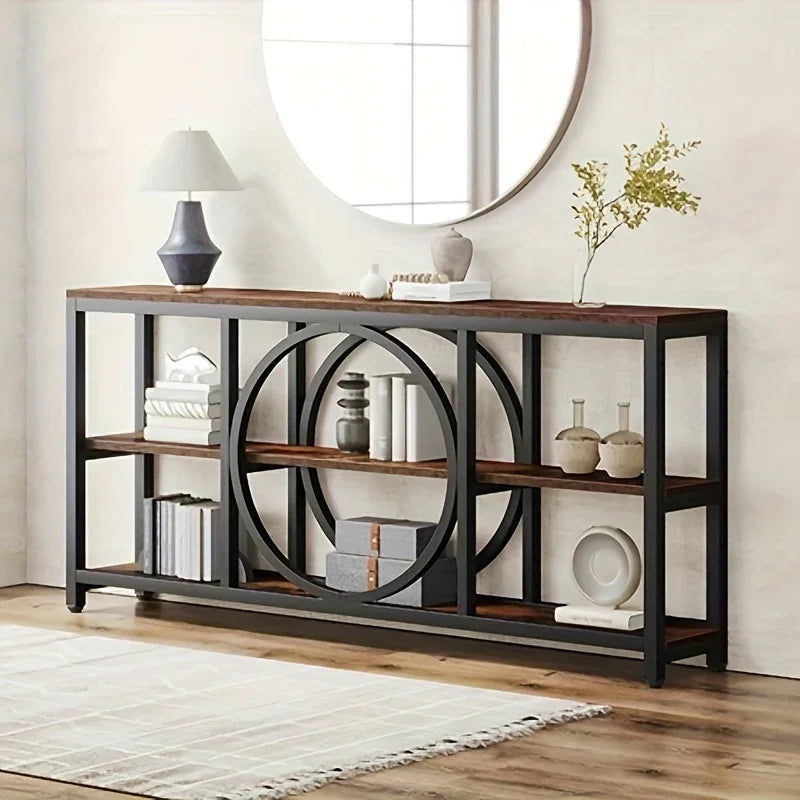 Console Table - 3 Tier Wood Metal Long