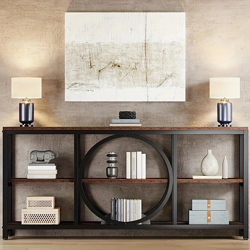 Console Table - 3 Tier Wood Metal Long