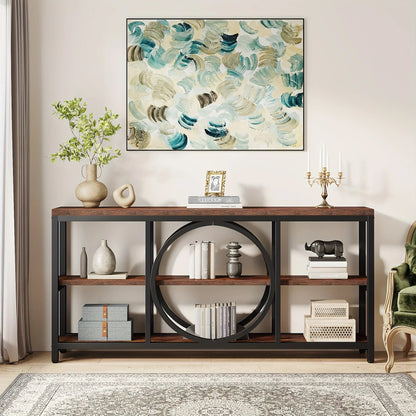 Console Table - 3 Tier Wood Metal Long