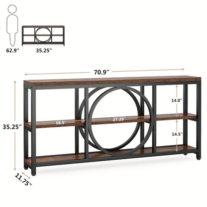 Console Table - 3 Tier Wood Metal Long