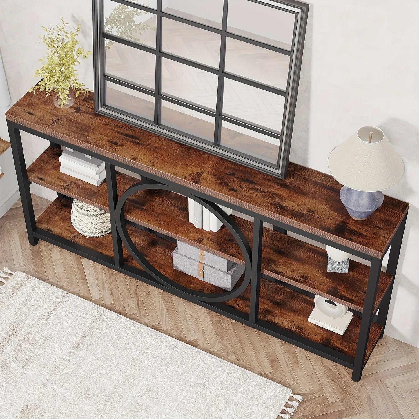 Console Table - 3 Tier Wood Metal Long