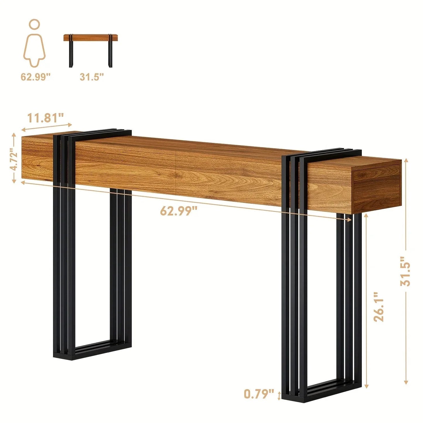 Console Table - Industrial Metal Narrow