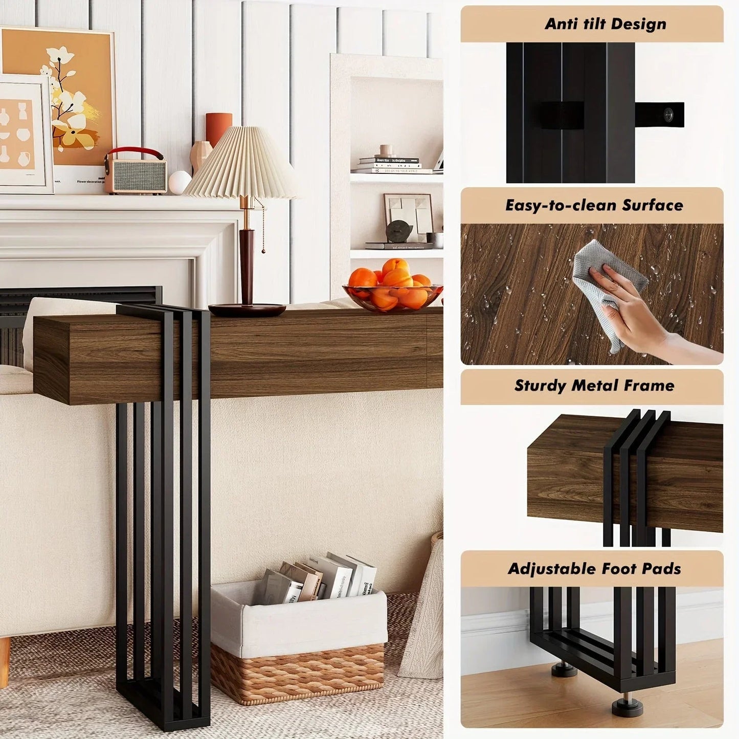 Console Table - Industrial Metal Narrow