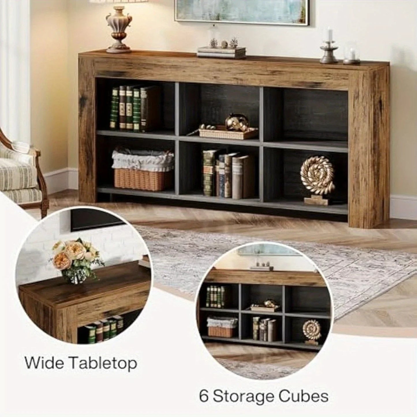 Console Table - Rustic Wood 63-Inch