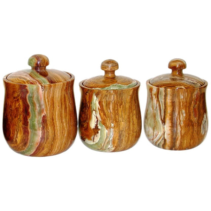 Cookie Jar - Kitchen Canister of Multi Brown Onyx - PoshaBella
