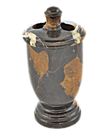 Covered Toothrbush Holder of Michelangelo Marble - PoshaBella