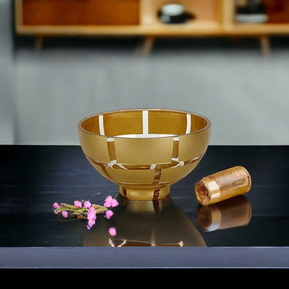 Crystal Glass Bowl with Genuine Antique Gold Leaf Wall - PoshaBella