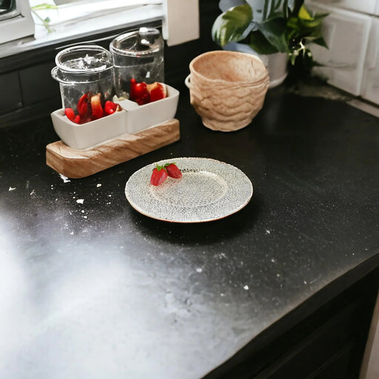 Crystal Silver Leaf Charger Plate | Snakeskin Design - PoshaBella