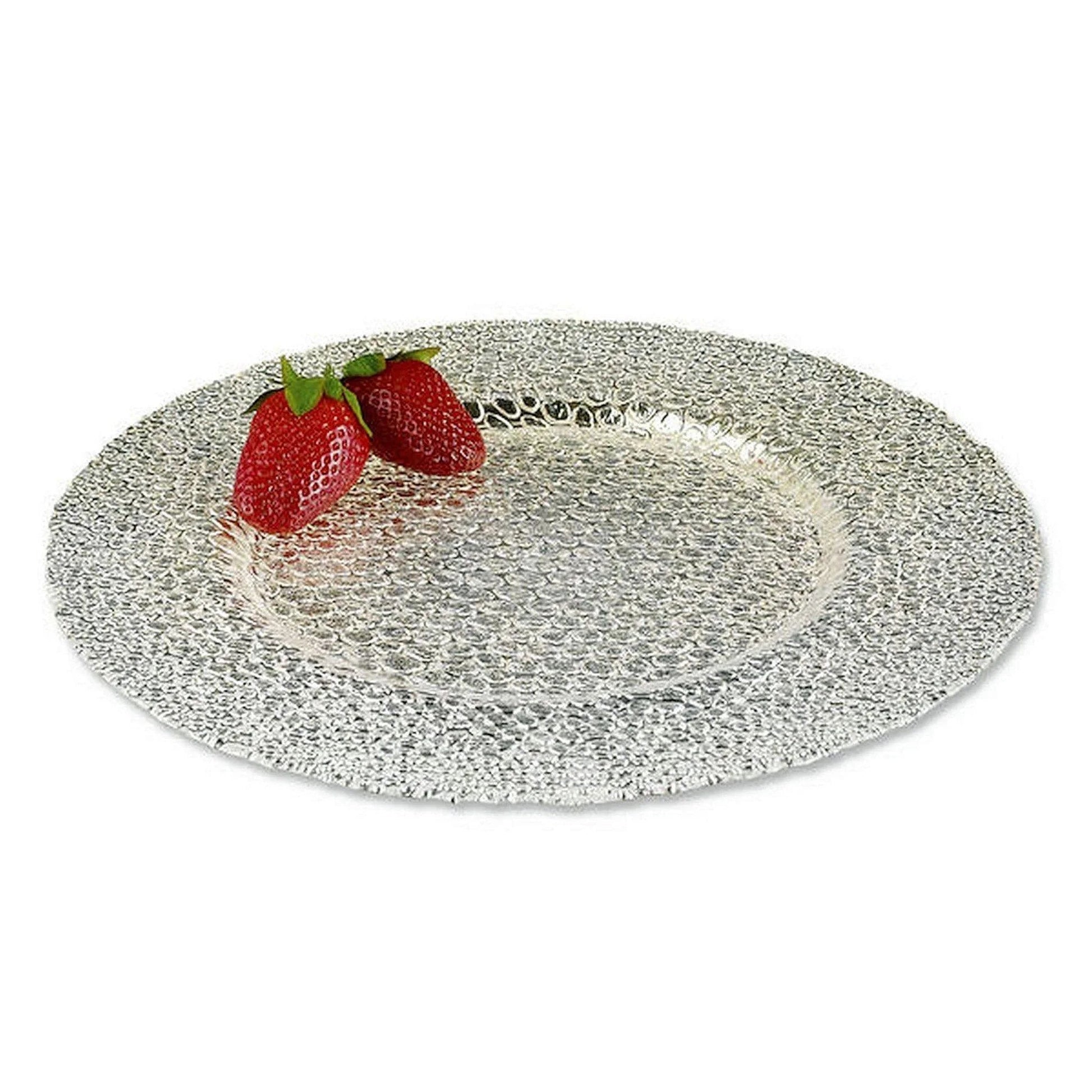 Crystal Silver Leaf Charger Plate | Snakeskin Design - PoshaBella