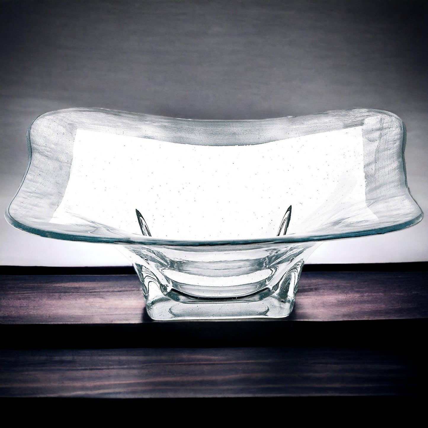 Crystal Square Bowl with Silver Leaf Pattern - PoshaBella