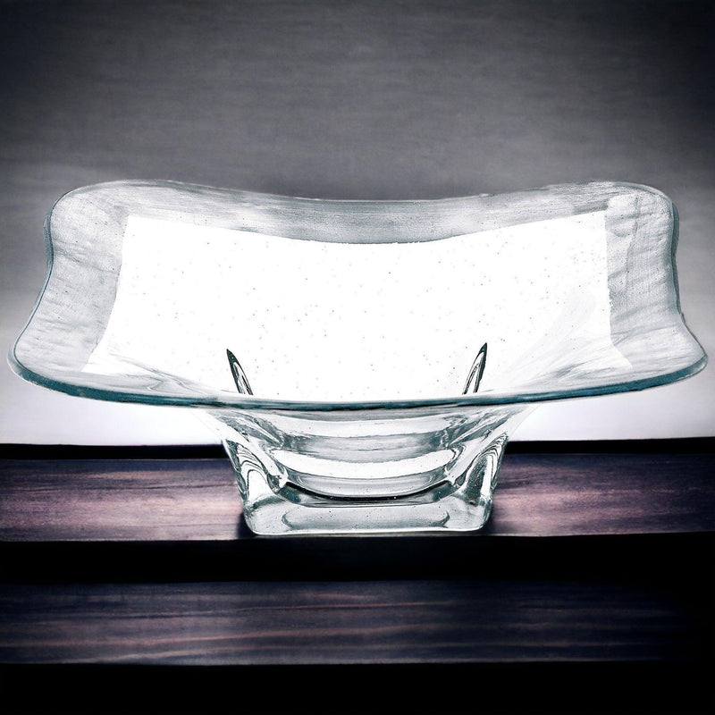 Crystal Square Bowl with Silver Leaf Pattern