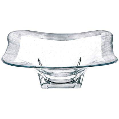 Crystal Square Bowl with Silver Leaf Pattern - PoshaBella