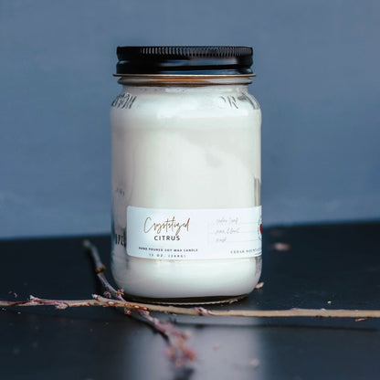 13 oz Mason Jar Soy Candle - Crystalized Citrus - PoshaBella